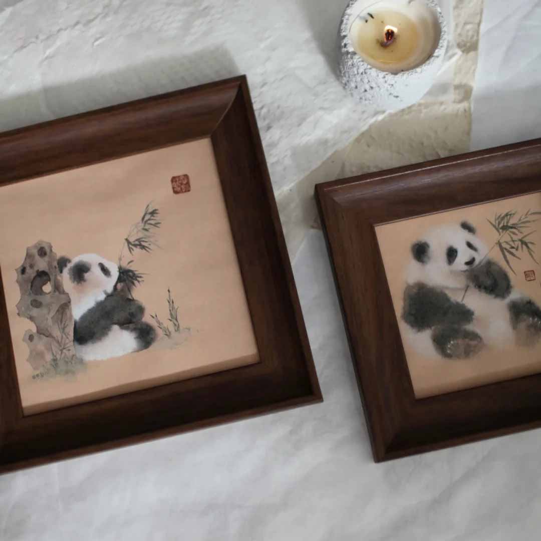 Hand-Painted Watercolor Chinese Panda Painting Wall Art Wall Decor